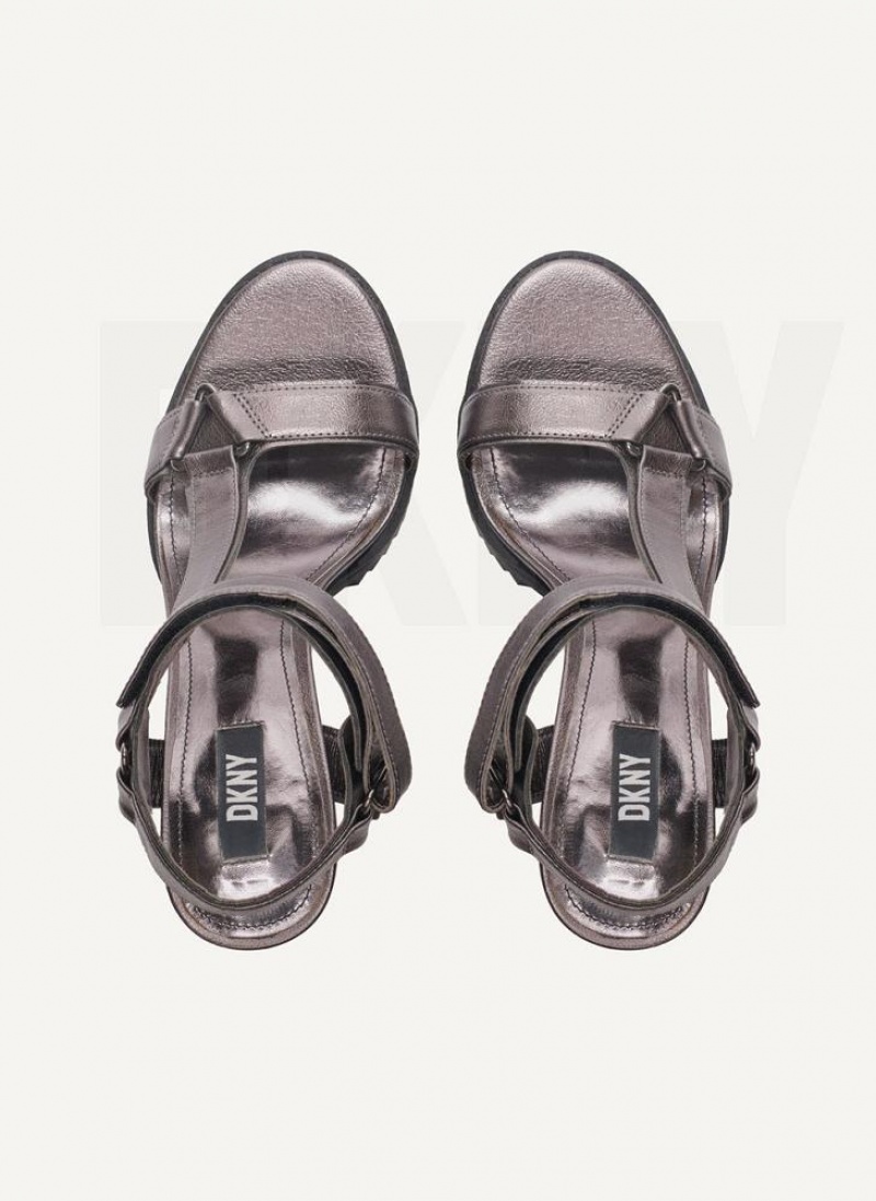 Grey DKNY Bayli Metallic Shoes Heels | USA-D1926