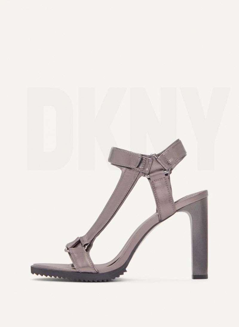 Grey DKNY Bayli Metallic Shoes Heels | USA-D1926