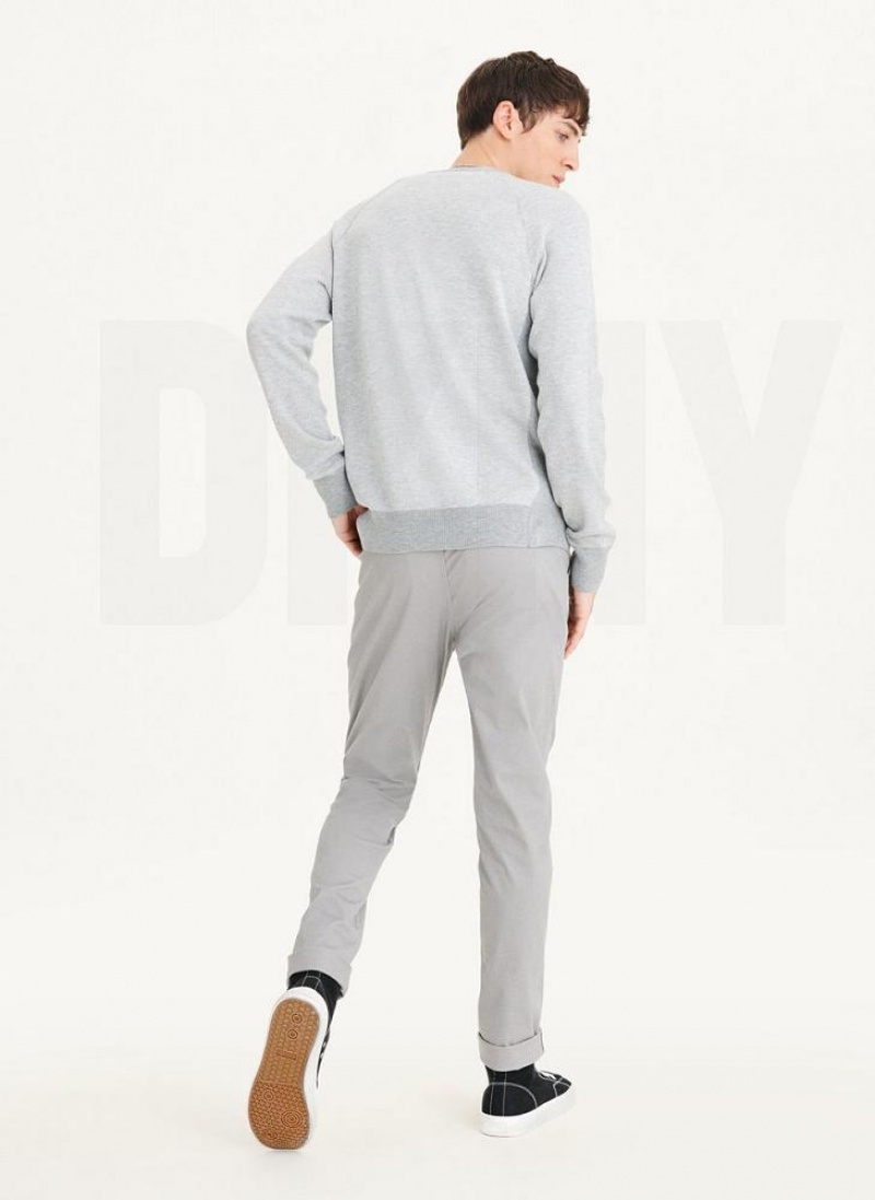 Grey DKNY Birdseye Raglan Sleeve Men's Sweaters | USA-D1116