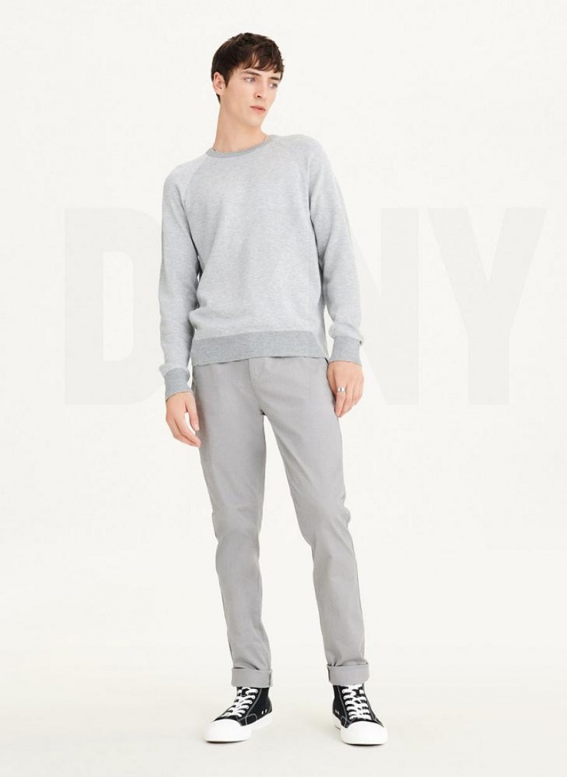 Grey DKNY Birdseye Raglan Sleeve Men's Sweaters | USA-D1116