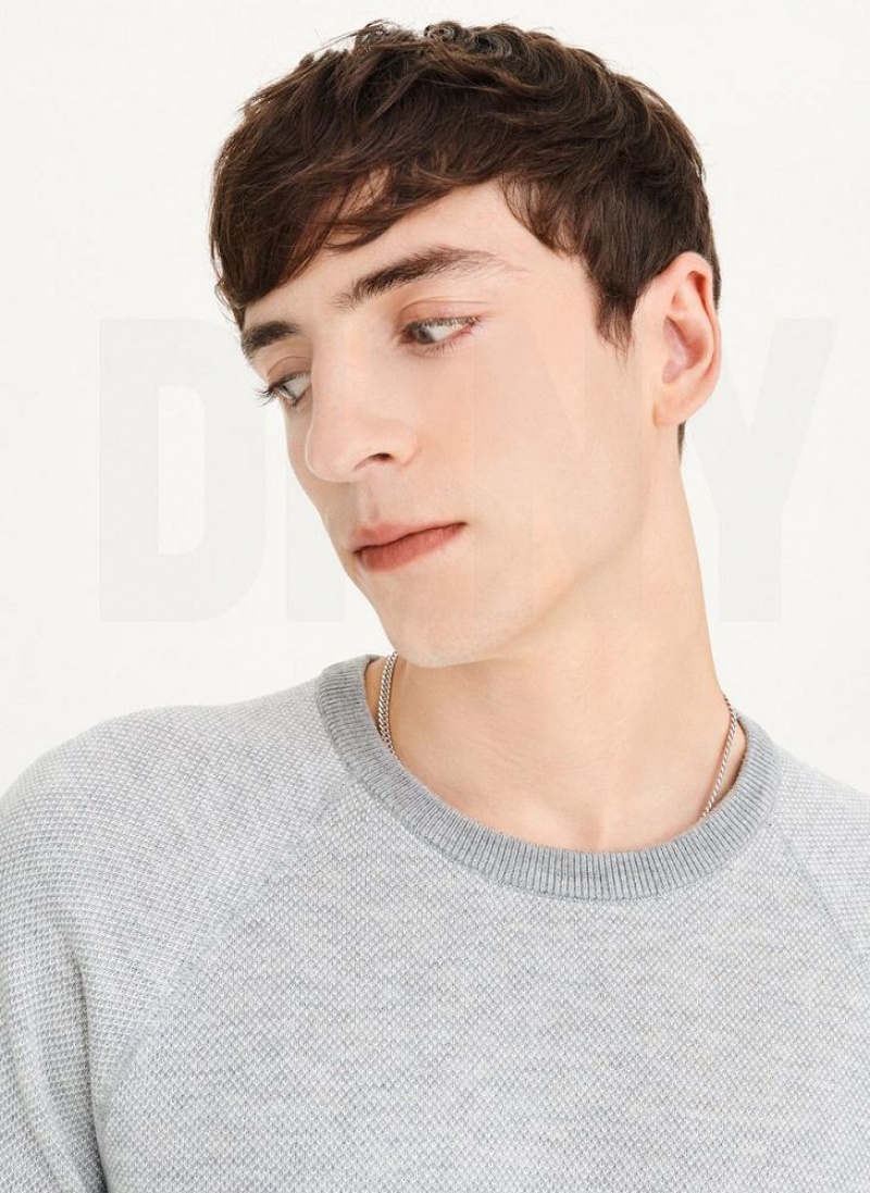 Grey DKNY Birdseye Raglan Sleeve Men's Sweaters | USA-D1116