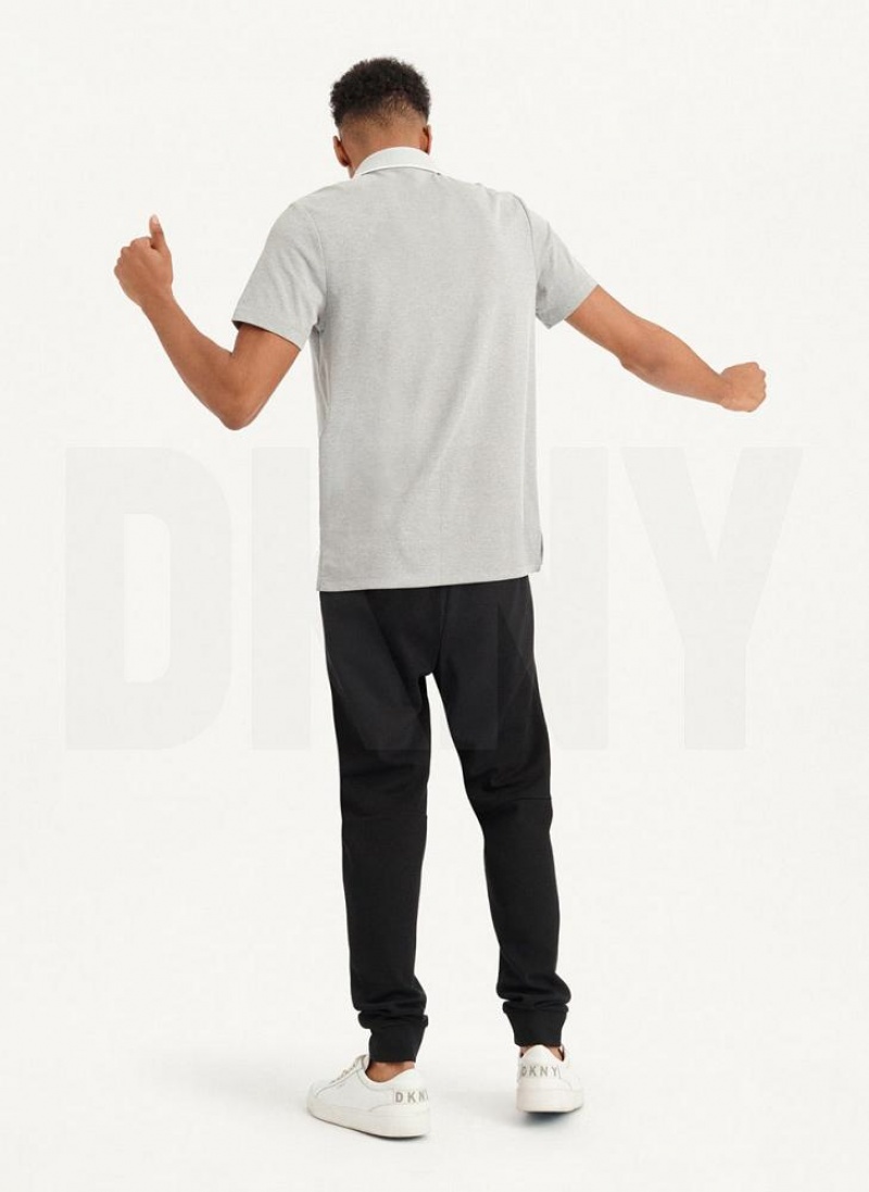 Grey DKNY Core Pima Cotton Pique Men's Polo Shirts | USA-D1231