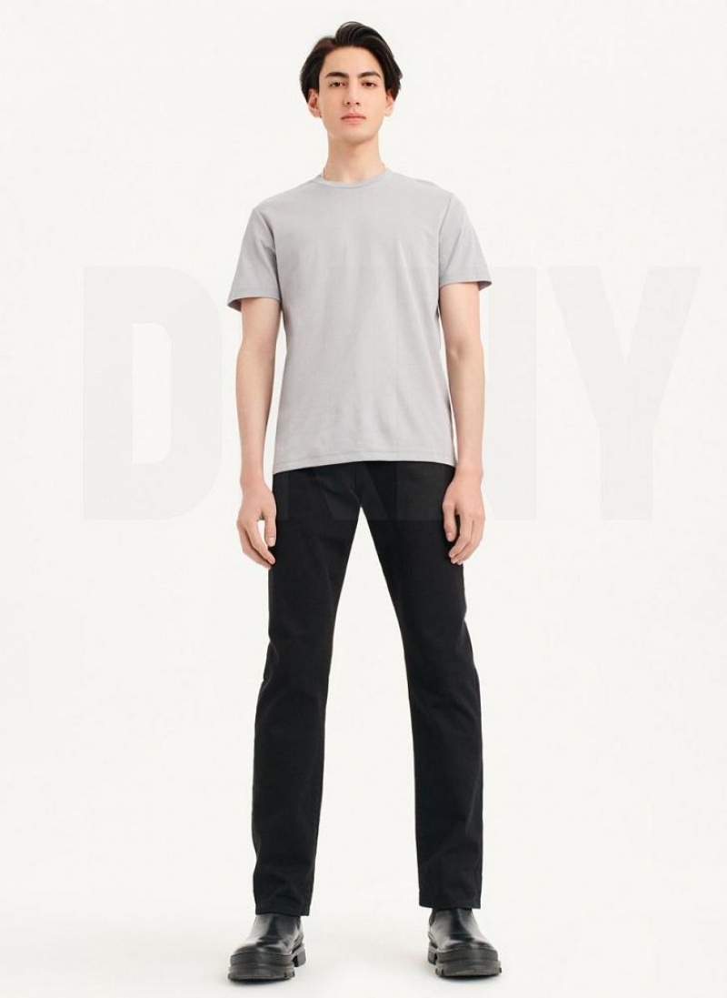 Grey DKNY Cotton Poly Pique Men's T Shirts | USA-D0528