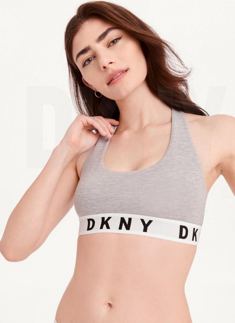Grey DKNY Cozy Boyfriend Racerback Women's Bras | USA-D0250