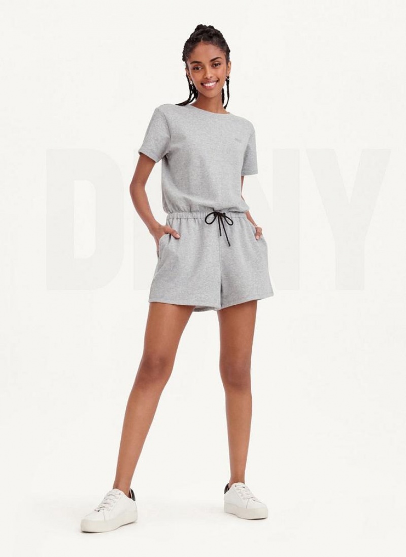 Grey DKNY Crew Neck Women's Jumpsuits | USA-D0347