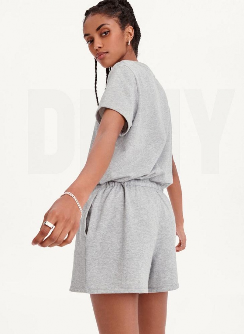 Grey DKNY Crew Neck Women's Jumpsuits | USA-D0347