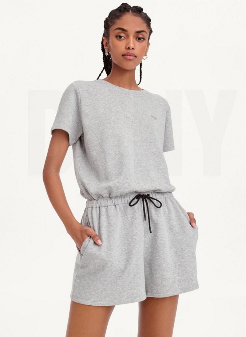 Grey DKNY Crew Neck Women\'s Jumpsuits | USA-D0347