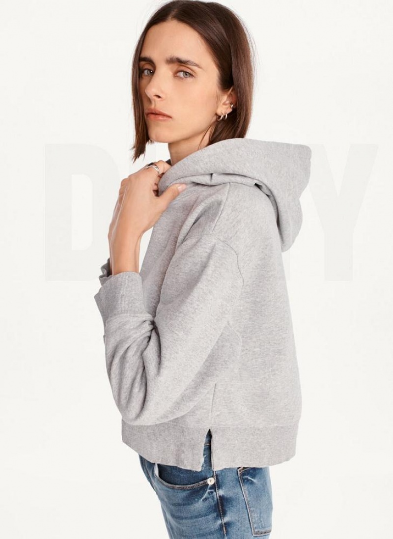 Grey DKNY Cropped Boyfriend Women's Hoodies | USA-D1026