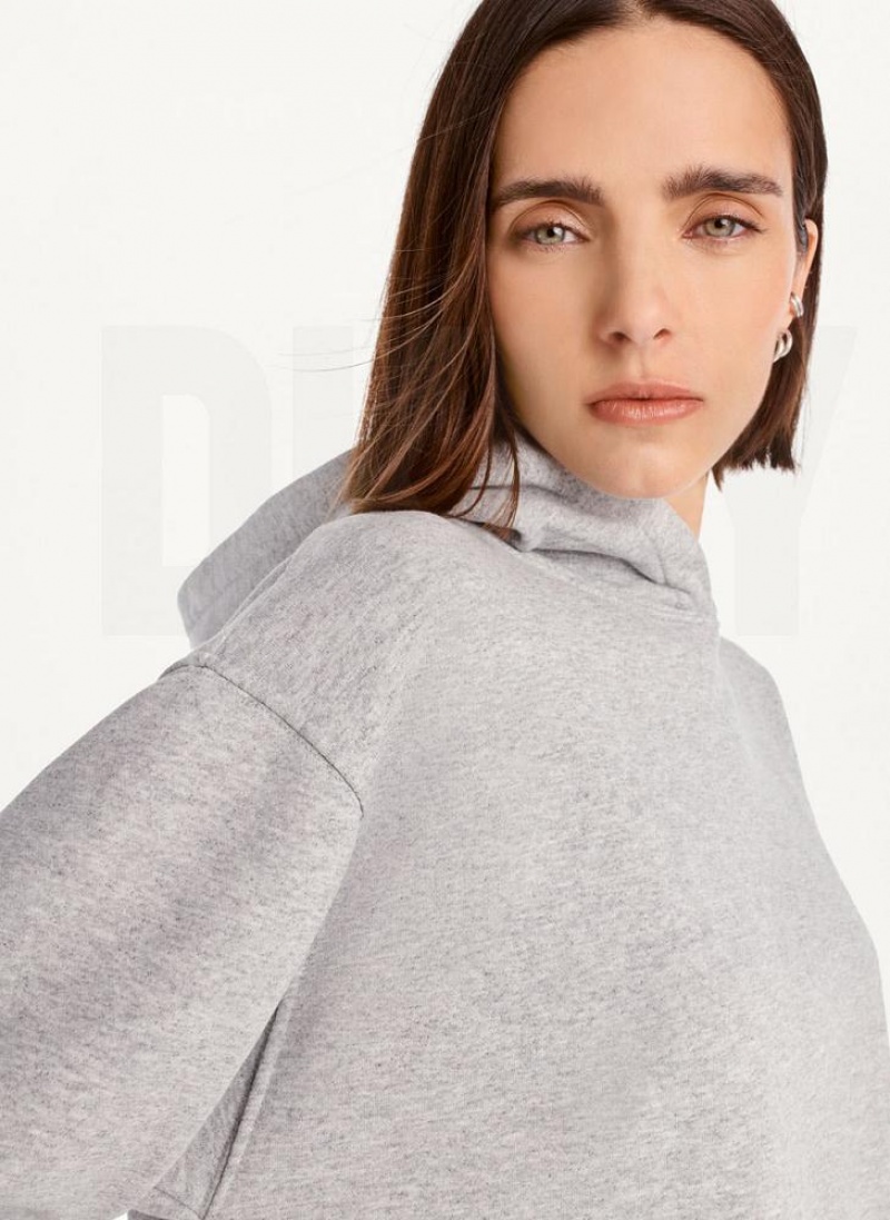 Grey DKNY Cropped Boyfriend Women's Hoodies | USA-D1026