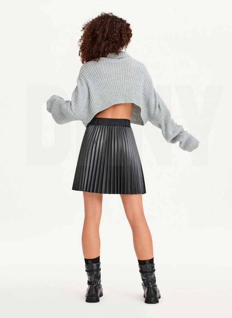 Grey DKNY Cropped Turtleneck Women's Sweaters | USA-D0782