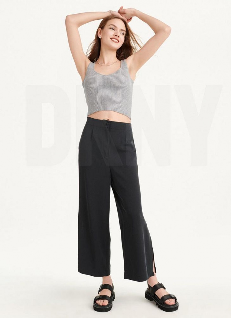 Grey DKNY Cropped Women's Tank Tops | USA-D0318