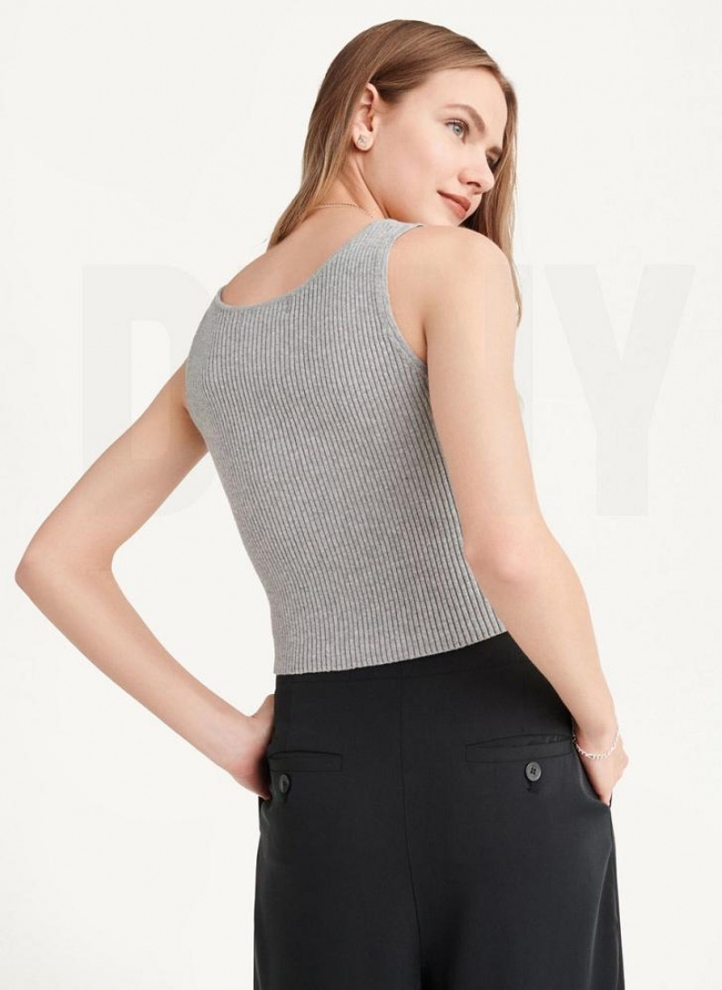 Grey DKNY Cropped Women's Tank Tops | USA-D0318