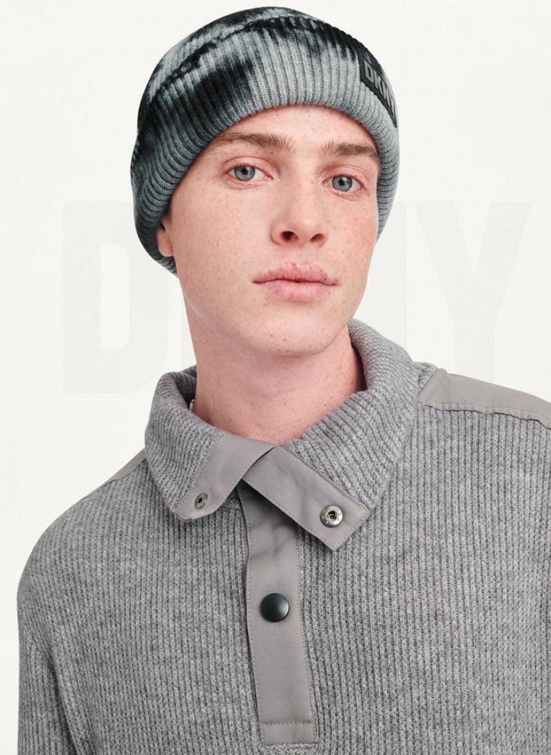 Grey DKNY Double Knit Rib Funnel Neck Men's Sweaters | USA-D1484