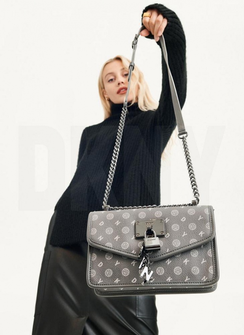 Grey DKNY Elissa Small Heritage Logo Bags Crossbody Bags | USA-D1654