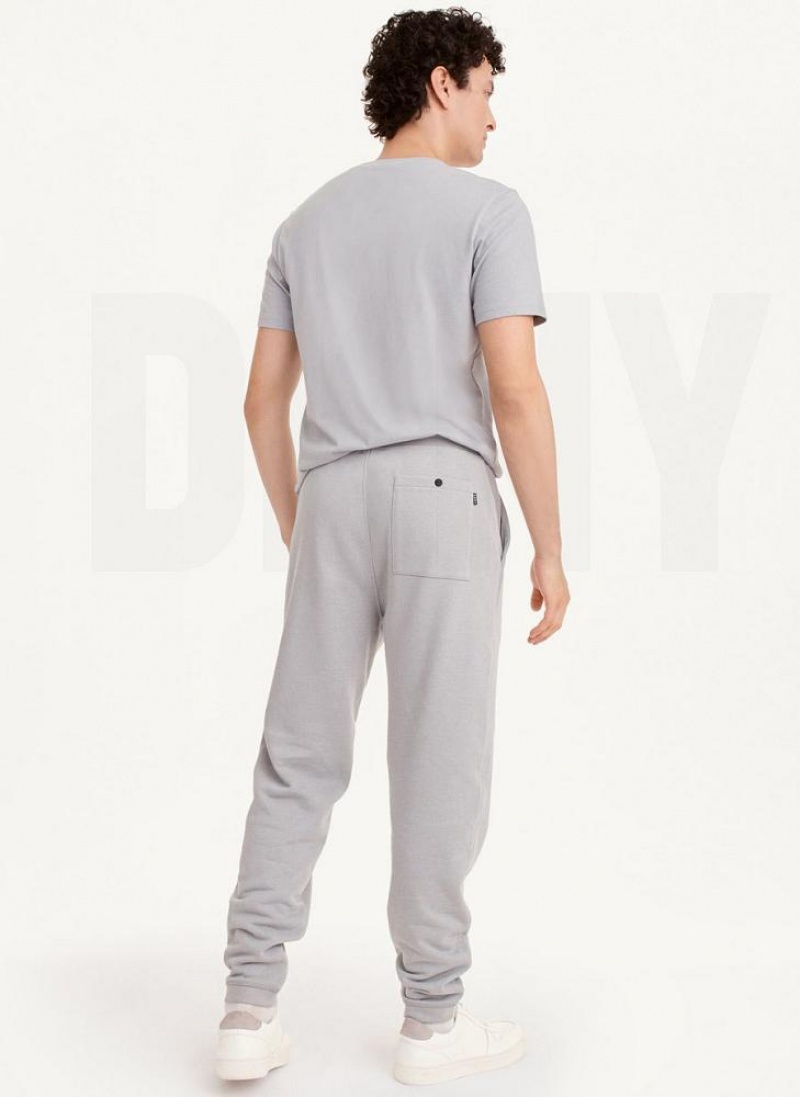 Grey DKNY French Terry Men's Pants | USA-D1364
