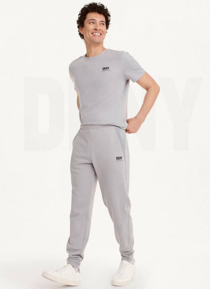 Grey DKNY French Terry Men's Pants | USA-D1364
