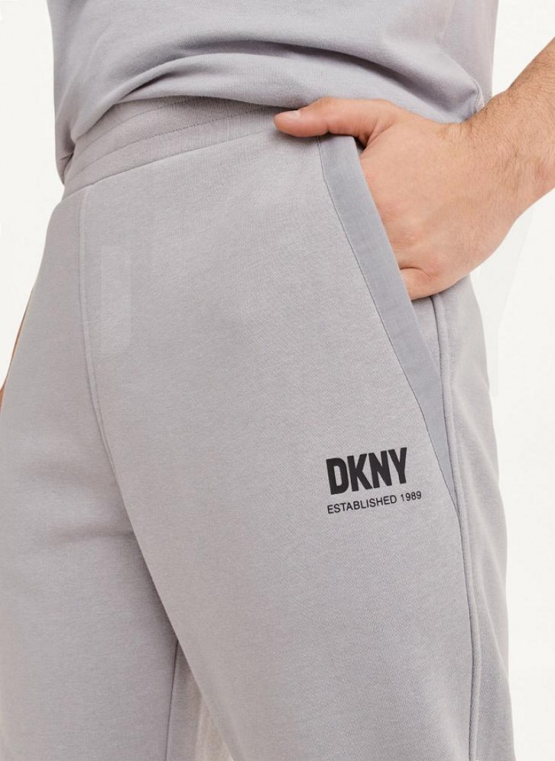 Grey DKNY French Terry Men's Pants | USA-D1364