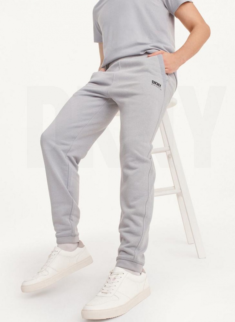 Grey DKNY French Terry Men\'s Pants | USA-D1364