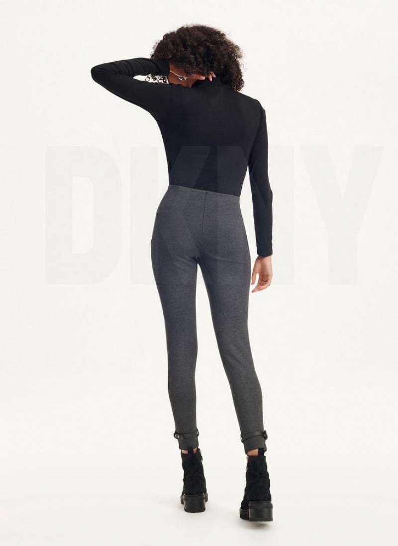 Grey DKNY Front Seam With Buckled Ankle Women's Pants | USA-D0989