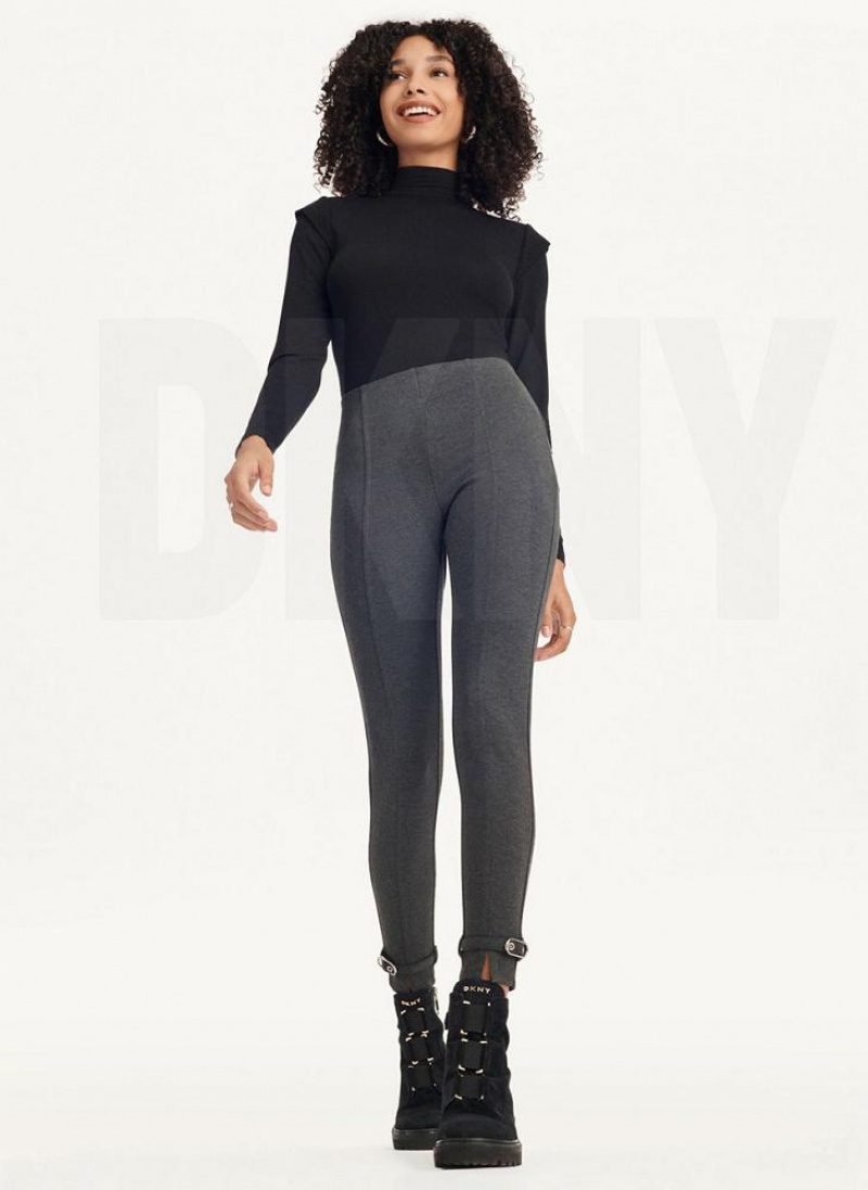 Grey DKNY Front Seam With Buckled Ankle Women's Pants | USA-D0989