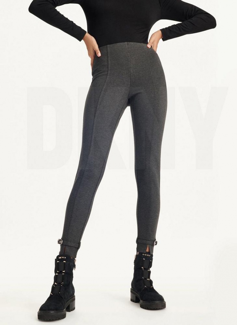 Grey DKNY Front Seam With Buckled Ankle Women\'s Pants | USA-D0989