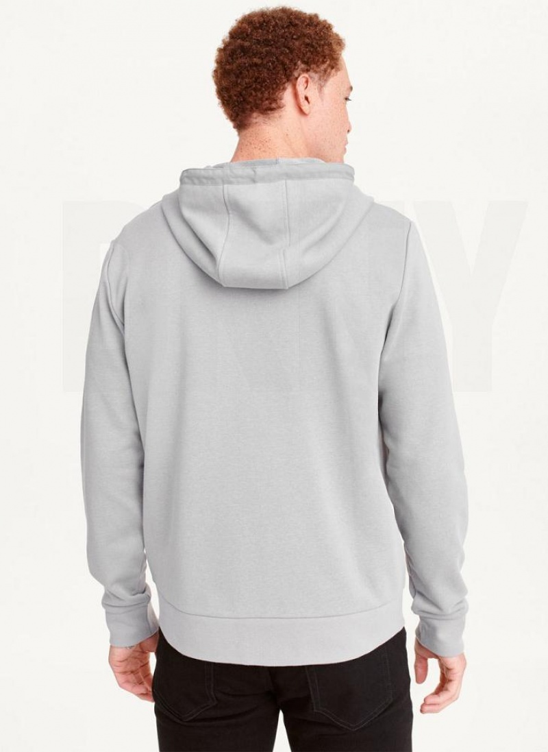 Grey DKNY Full-Zip Men's Hoodies | USA-D1363