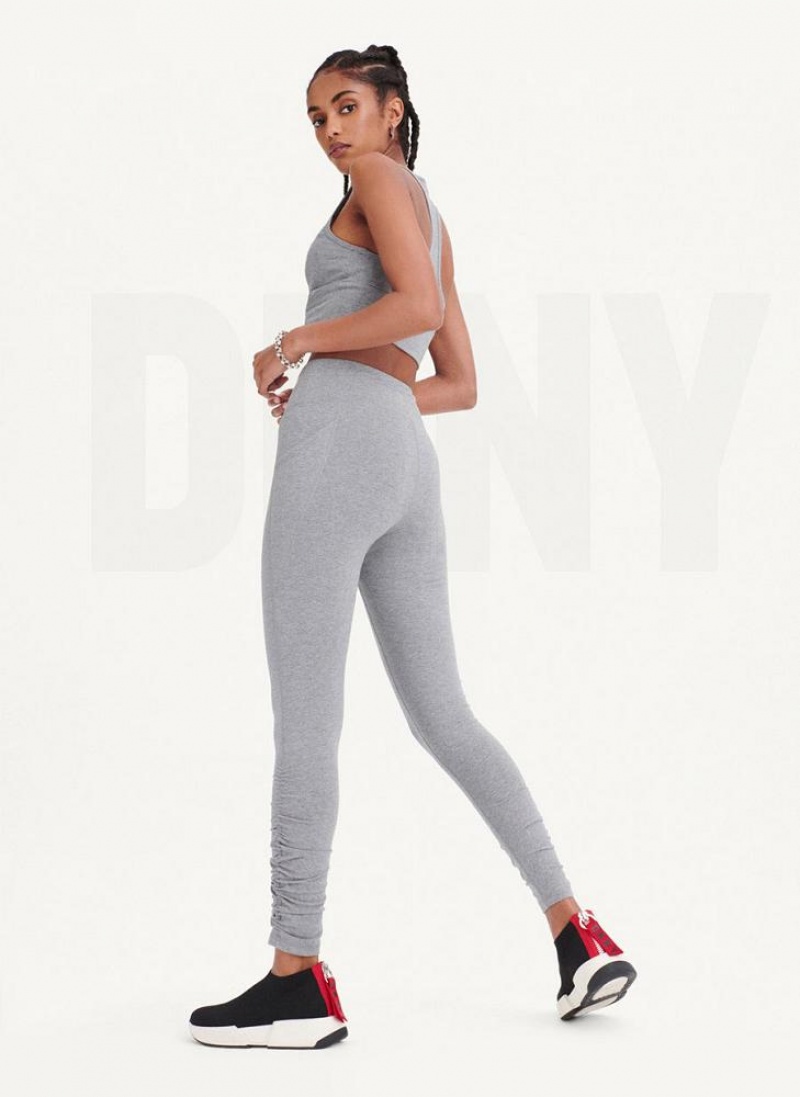 Grey DKNY High Waist With Ruched Details Women's Leggings | USA-D1790