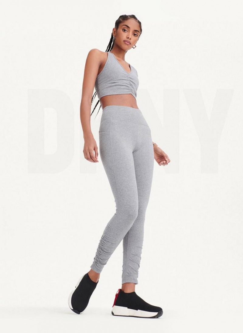 Grey DKNY High Waist With Ruched Details Women's Leggings | USA-D1790