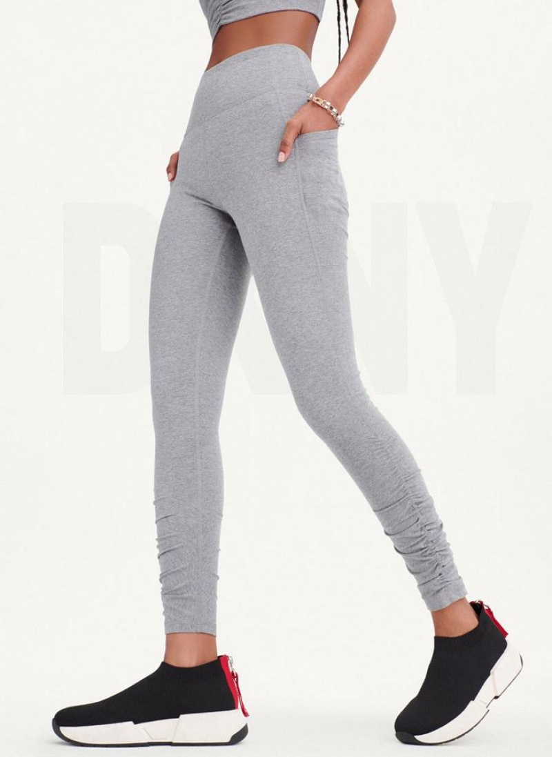 Grey DKNY High Waist With Ruched Details Women's Leggings | USA-D1790