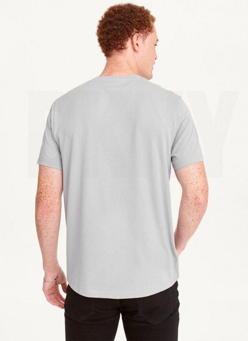 Grey DKNY Left Chest Men's T Shirts | USA-D0916
