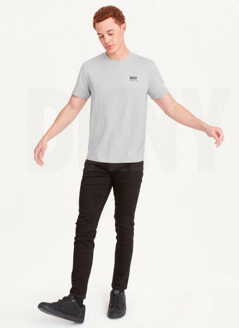 Grey DKNY Left Chest Men's T Shirts | USA-D0916