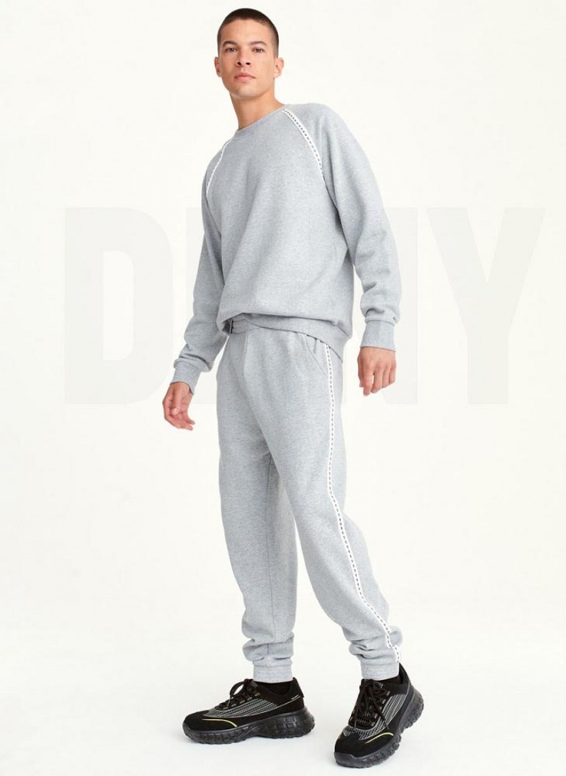 Grey DKNY Logo Tape Detail Men's Joggers | USA-D1050