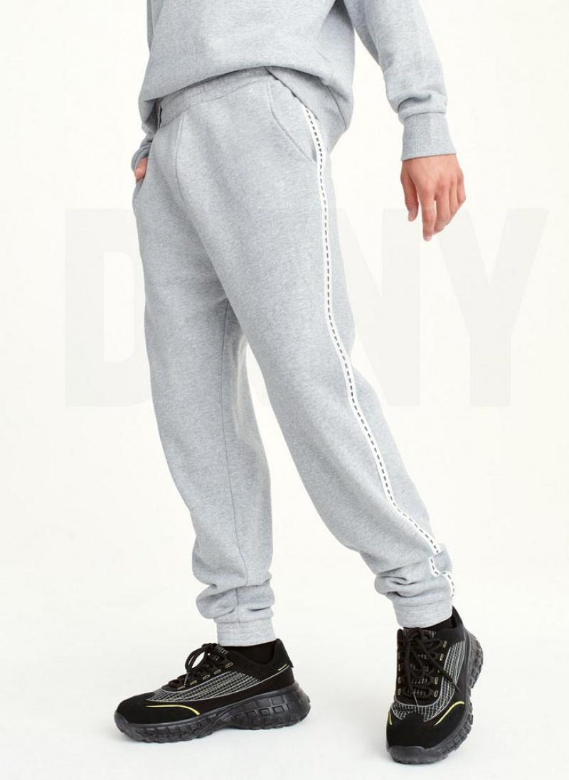 Grey DKNY Logo Tape Detail Men\'s Joggers | USA-D1050