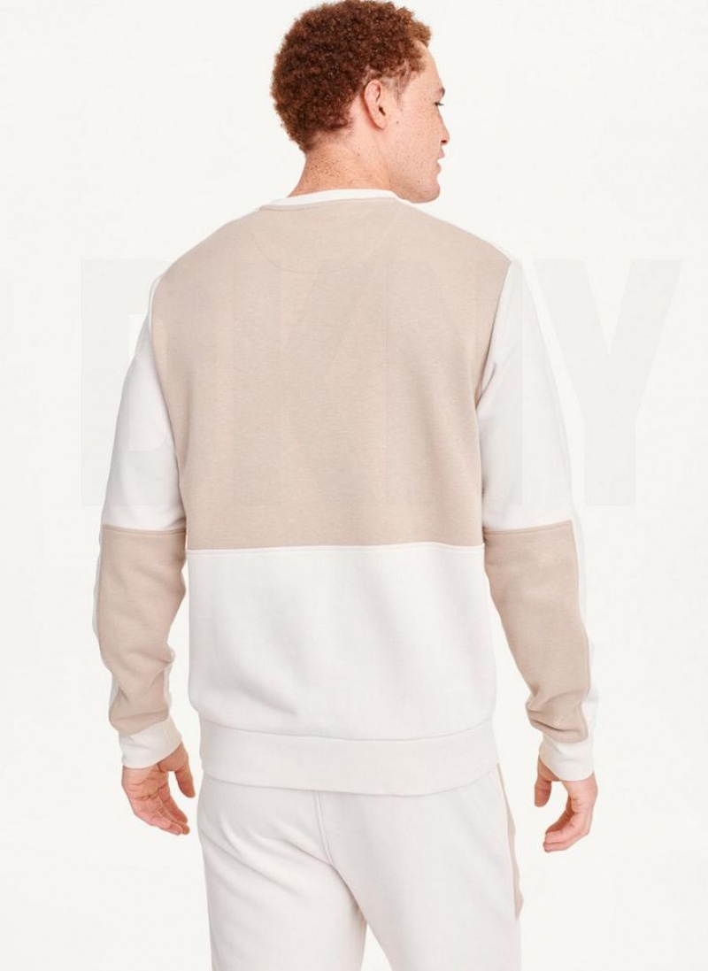 Grey DKNY Long Sleeve Color Block Crew Neck Men's Sweatshirts | USA-D0576