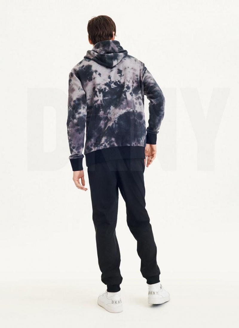 Grey DKNY Long Sleeve Tie Dye With Nylon Trim Men's Hoodies | USA-D0488