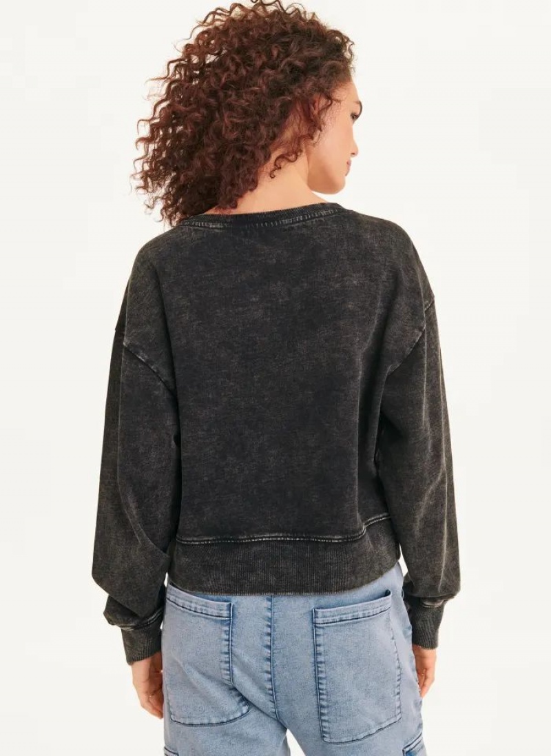 Grey DKNY Long Sleeve With Tour Graphic Women's Sweatshirts | USA-D1356