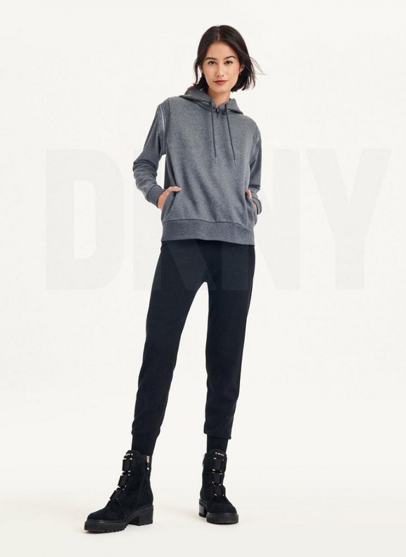 Grey DKNY Long Sleeve Zipper Shoulder With Detachable Women's Hoodies | USA-D1929
