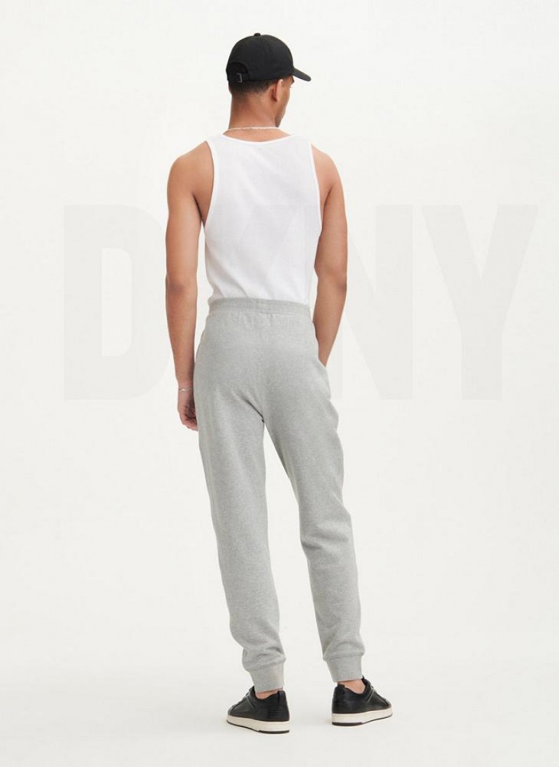 Grey DKNY Mesh Pocket Logo Men's Pants | USA-D1365