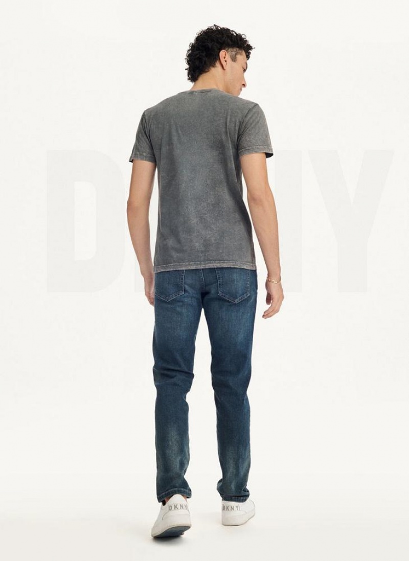 Grey DKNY Mineral Wash Men's T Shirts | USA-D1621