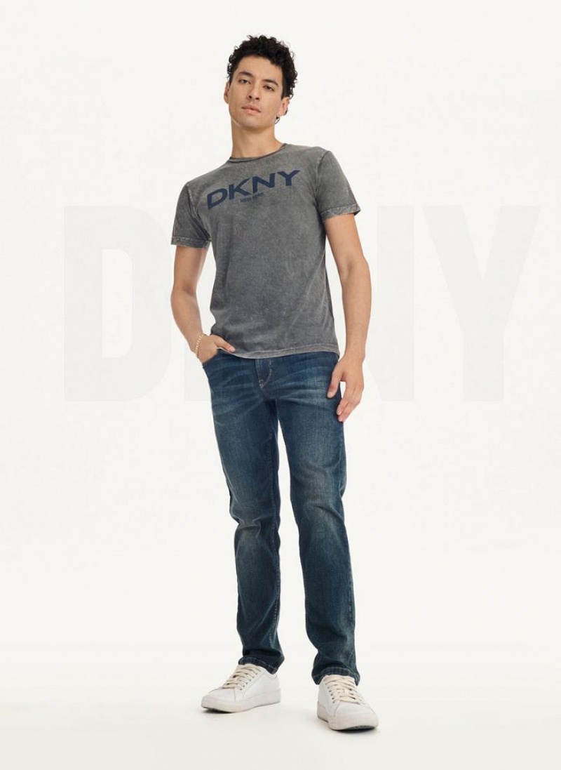Grey DKNY Mineral Wash Men's T Shirts | USA-D1621