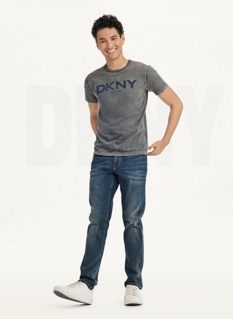 Grey DKNY Mineral Wash Men's T Shirts | USA-D1621