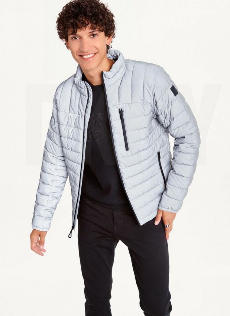 Grey DKNY Packable Men's Puffer Jacket | USA-D1409
