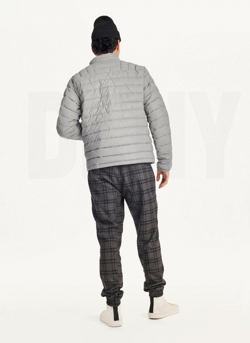 Grey DKNY Packable Men's Puffer Jacket | USA-D0847