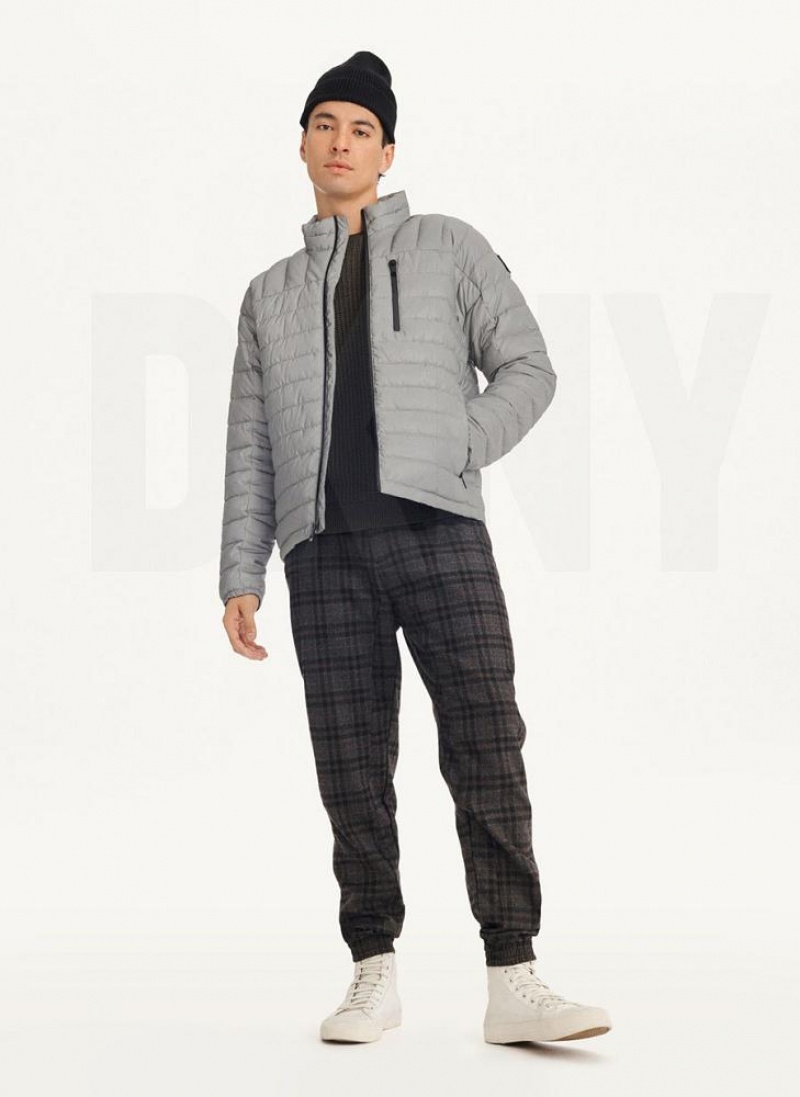 Grey DKNY Packable Men's Puffer Jacket | USA-D0847