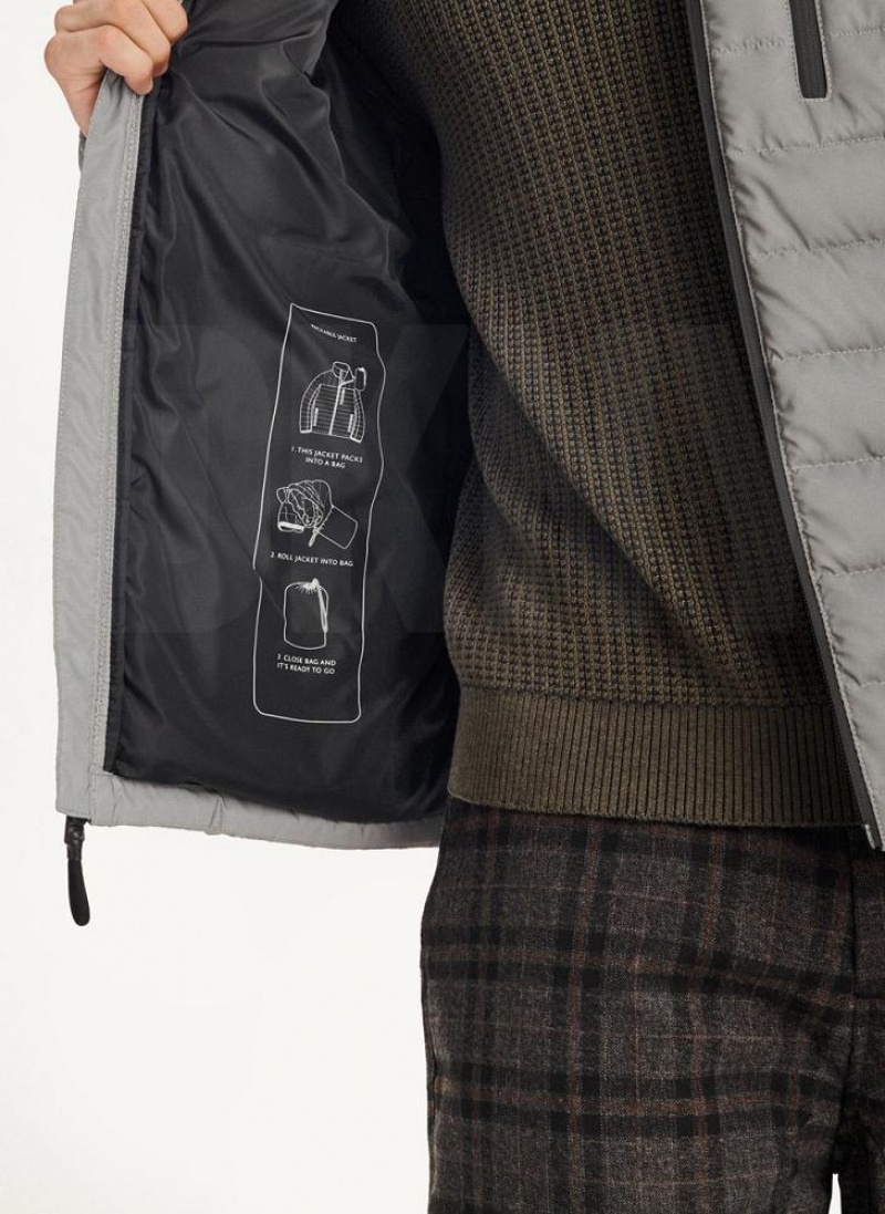 Grey DKNY Packable Men's Puffer Jacket | USA-D0847