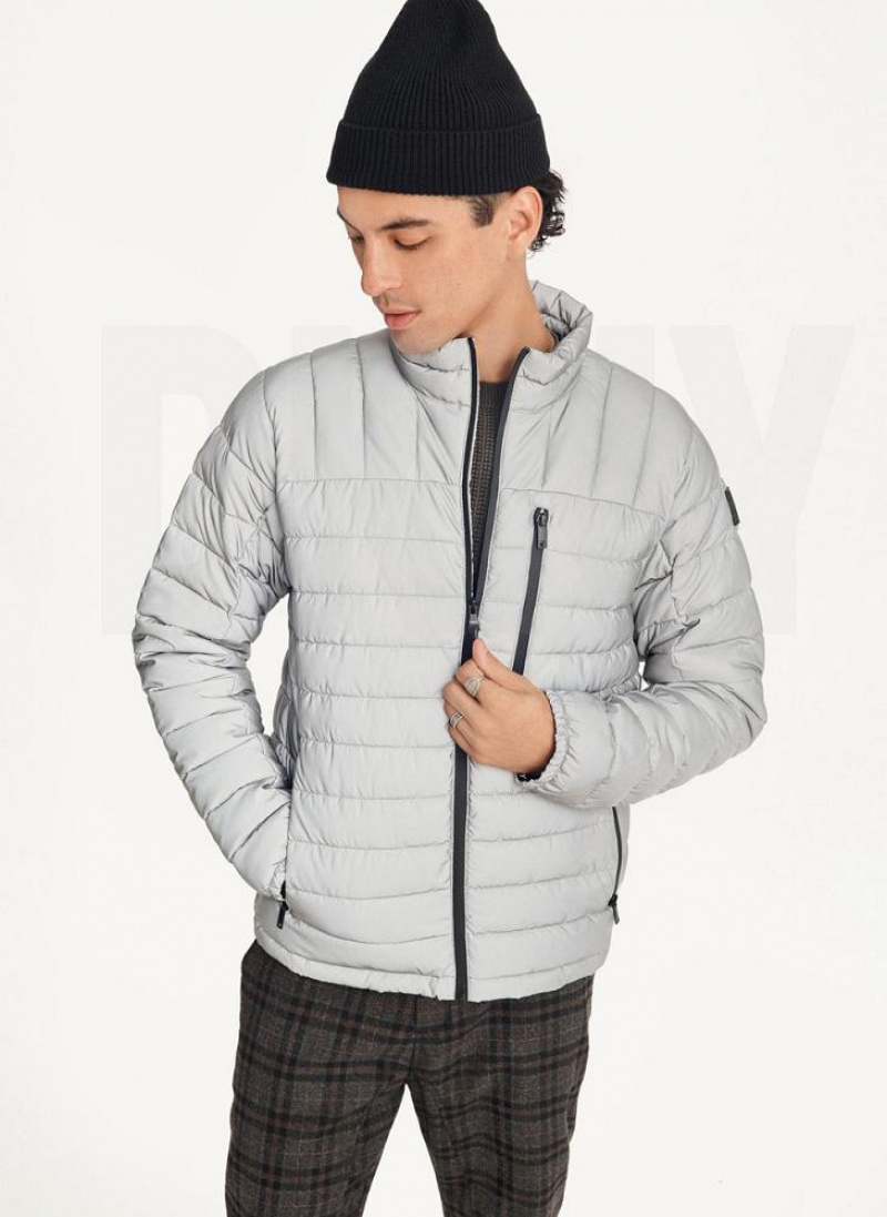 Grey DKNY Packable Men\'s Puffer Jacket | USA-D0847