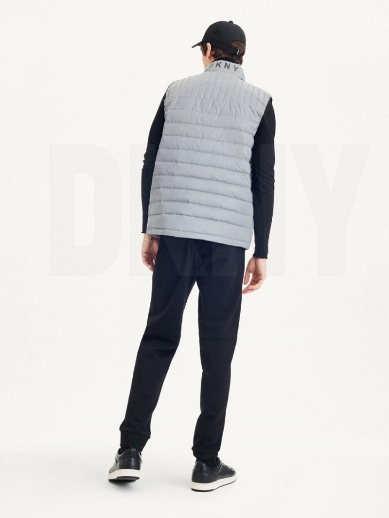 Grey DKNY Packable Quilted Vest Men's Jackets | USA-D0442