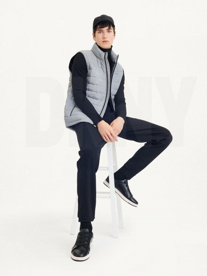 Grey DKNY Packable Quilted Vest Men's Jackets | USA-D0442