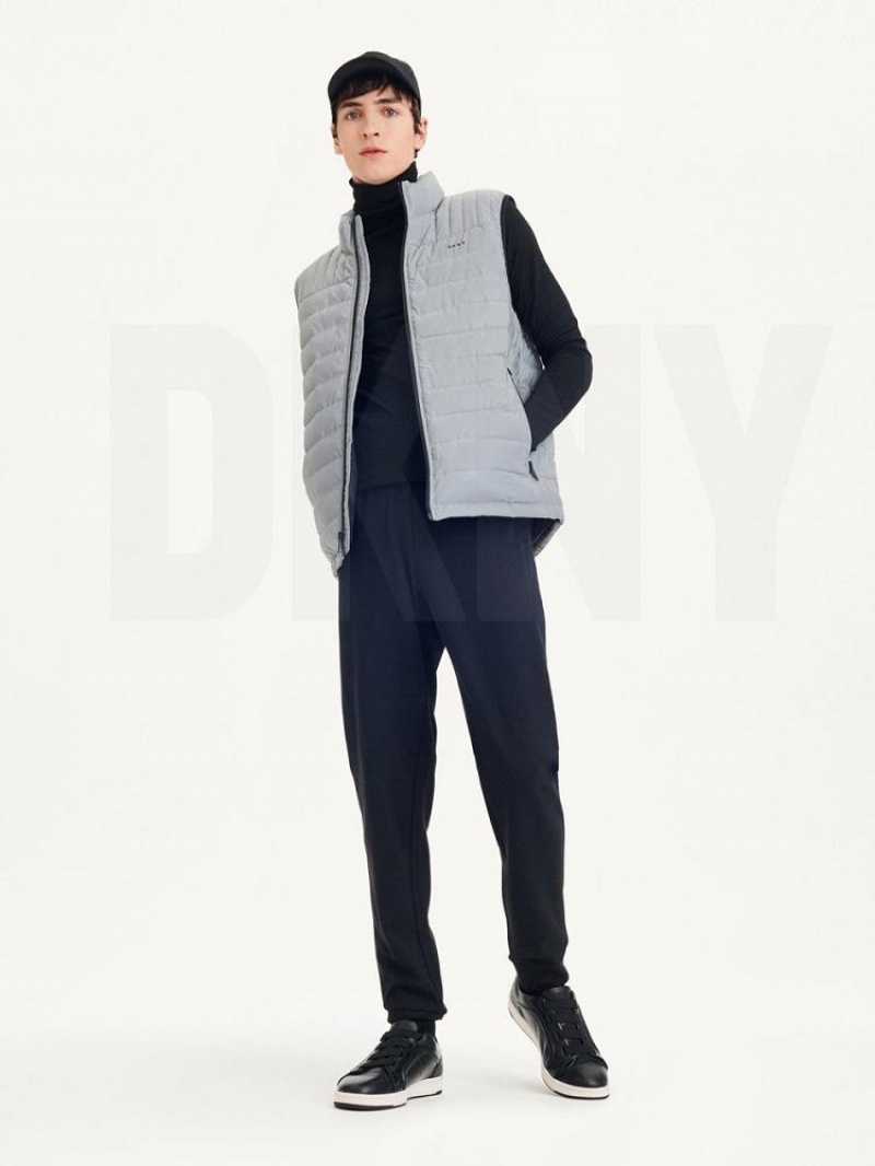 Grey DKNY Packable Quilted Vest Men's Jackets | USA-D0442