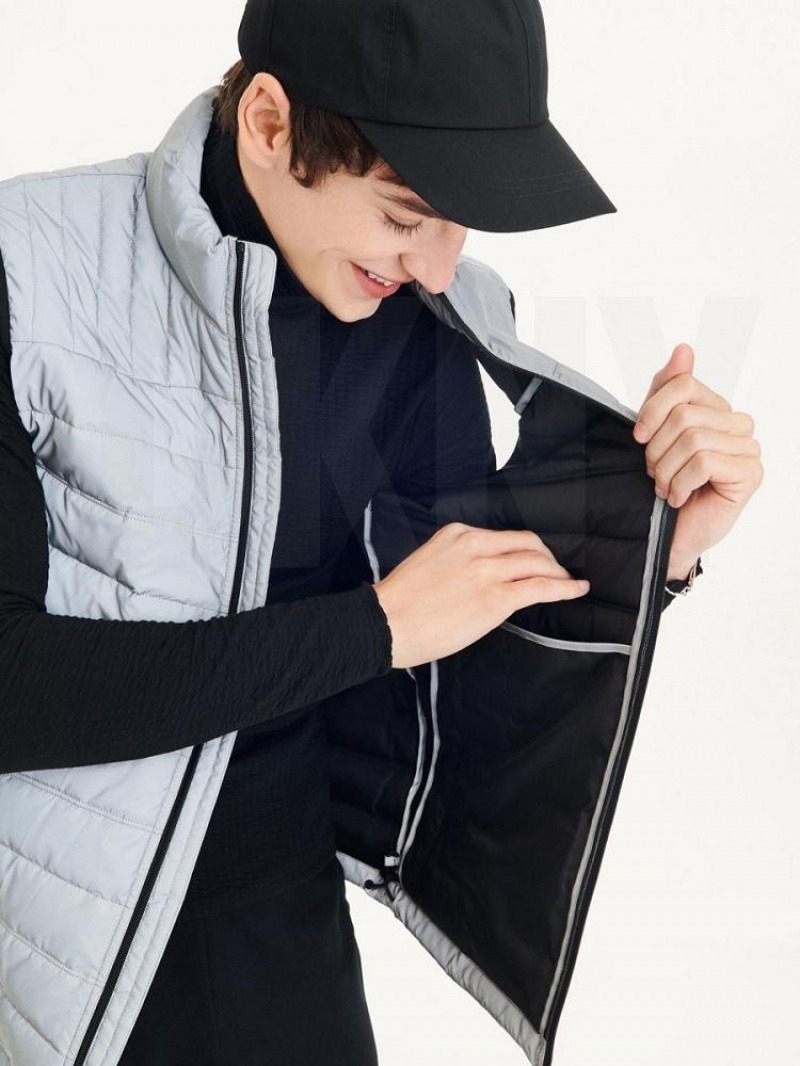 Grey DKNY Packable Quilted Vest Men's Jackets | USA-D0442